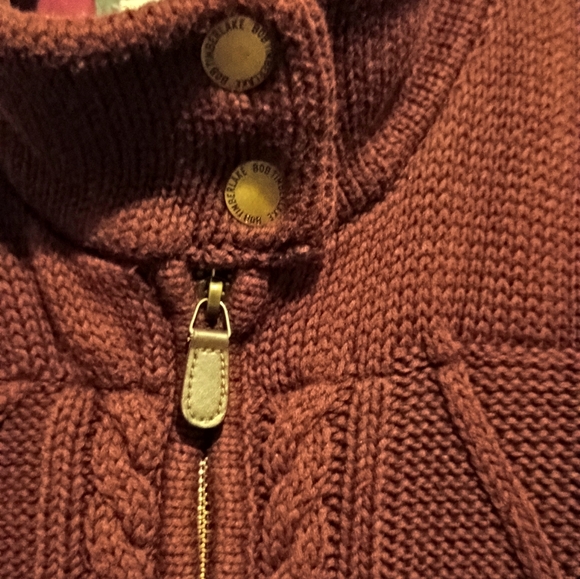 Bob Timberlake Wine Color Cable Knit Zip Vest Women's Size Large Aztec Design - Picture 7 of 13